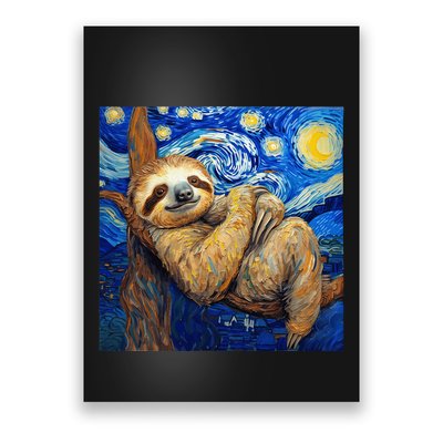 Sloth Van Gogh Style Starry Night Poster