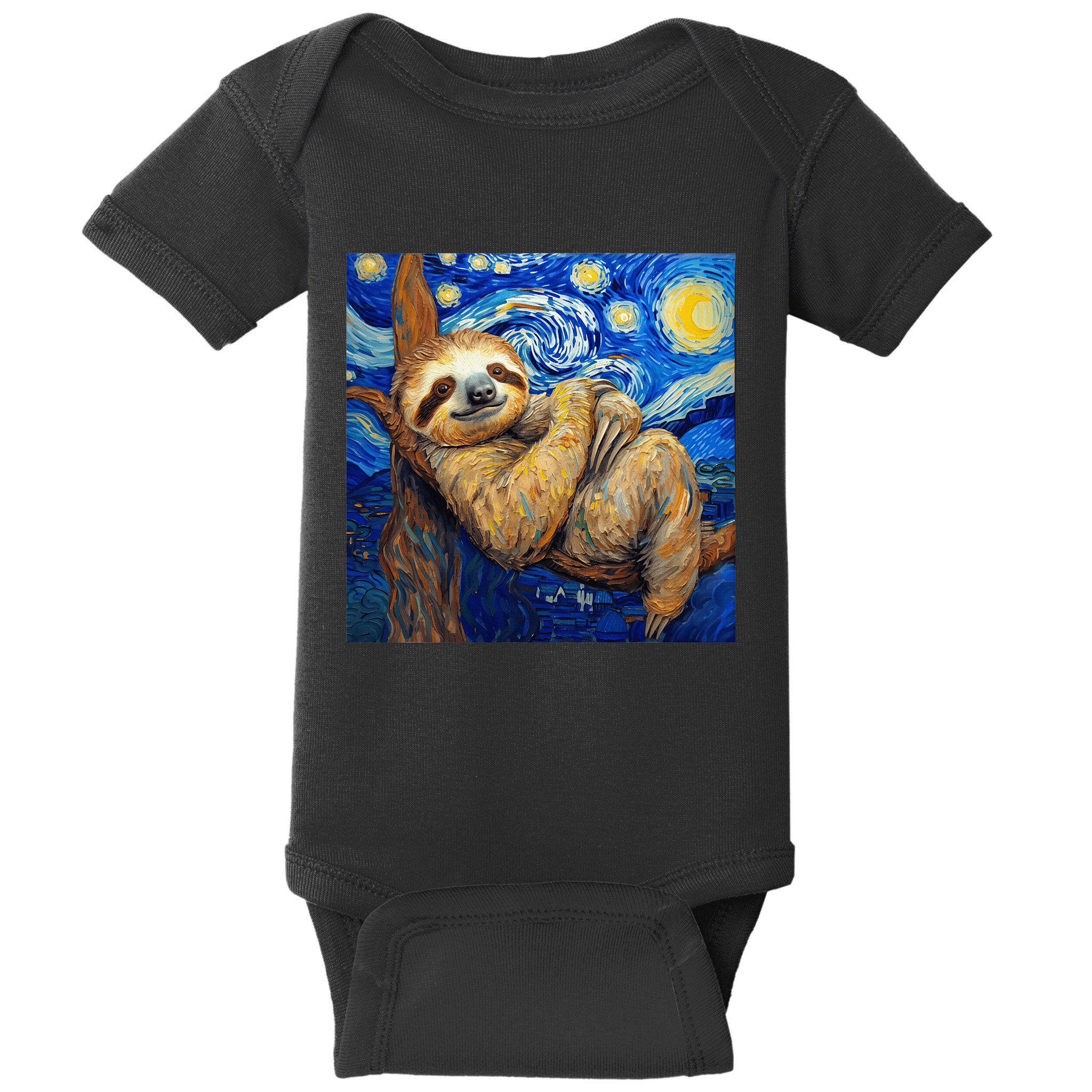 Sloth Van Gogh Style Starry Night Baby Bodysuit