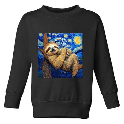 Sloth Van Gogh Style Starry Night Toddler Sweatshirt