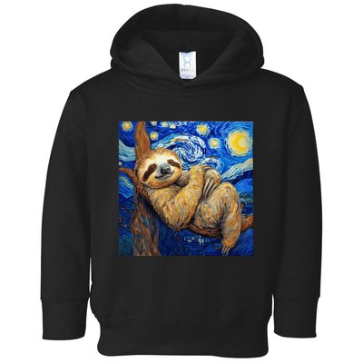 Sloth Van Gogh Style Starry Night Toddler Hoodie