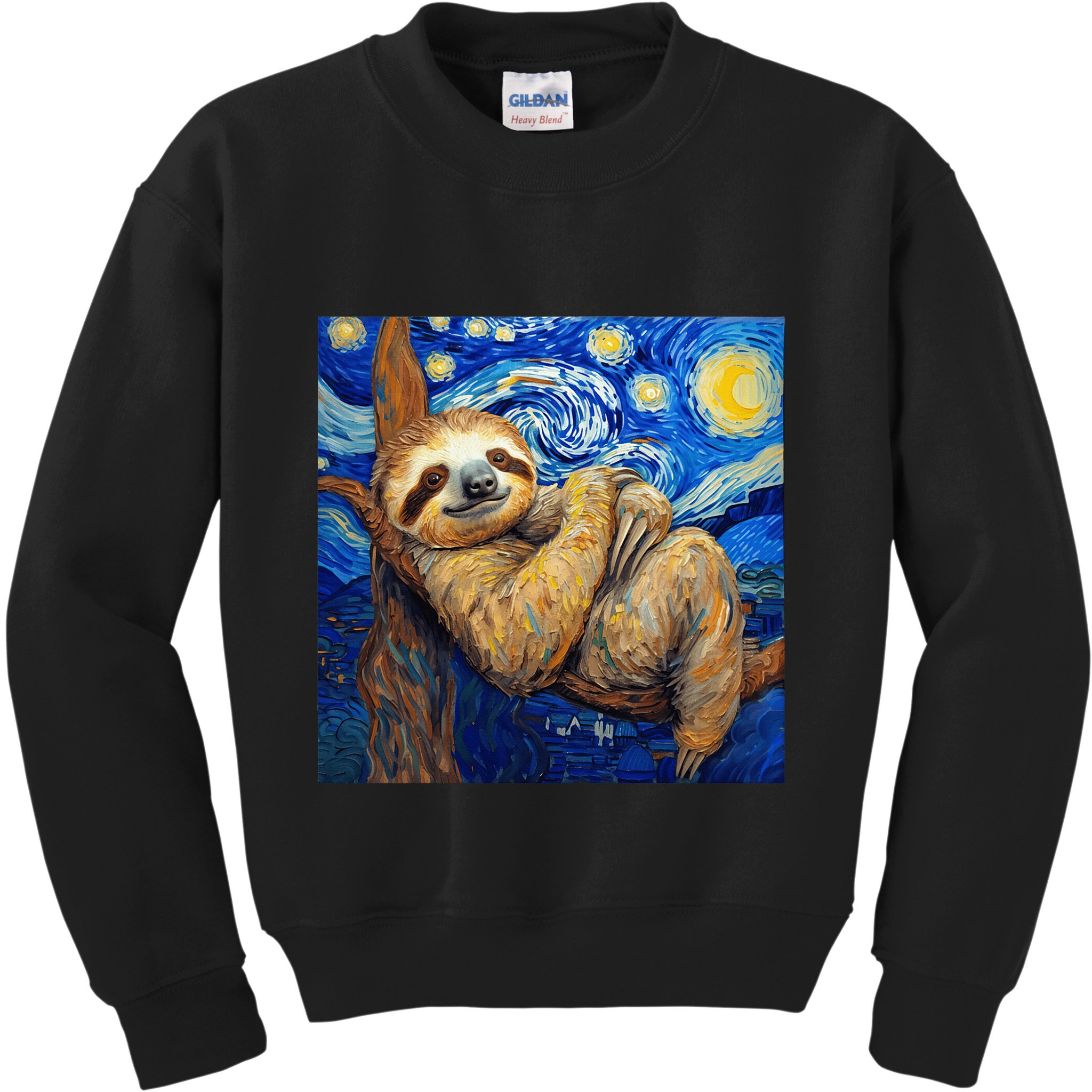 Sloth Van Gogh Style Starry Night Kids Sweatshirt