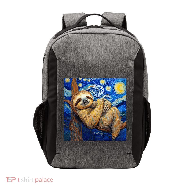 Sloth Van Gogh Style Starry Night Vector Backpack
