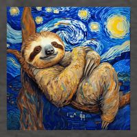 Sloth Van Gogh Style Starry Night Vector Backpack