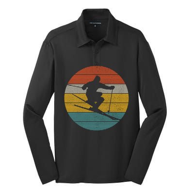 Ski Vintage Gift Skiing Winter Sports Freeski Skier Gift Great Gift Silk Touch Performance Long Sleeve Polo