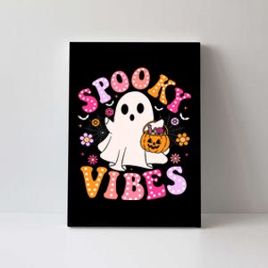 Spooky Vibes Ghost Retro Groovy Halloween Canvas