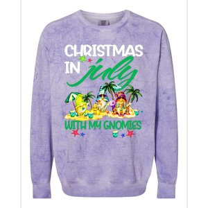 Summer Vacation Gnomes Christmas In July With My Gnomies Colorblast Crewneck Sweatshirt