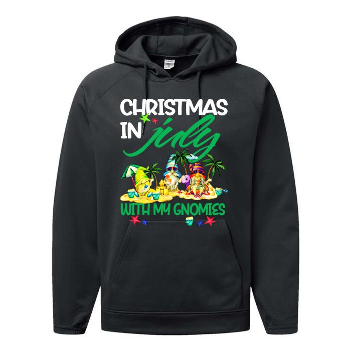 Summer Vacation Gnomes Christmas In July With My Gnomies Performance Fleece Hoodie