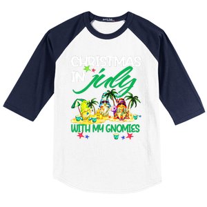 Summer Vacation Gnomes Christmas In July With My Gnomies Baseball Sleeve Shirt