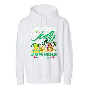 Summer Vacation Gnomes Christmas In July With My Gnomies Garment-Dyed Fleece Hoodie