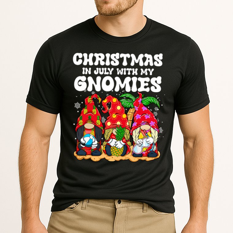 Summer Vacation Gnomes Lover Funny Christmas In July Cooling Performance Crew T-Shirt