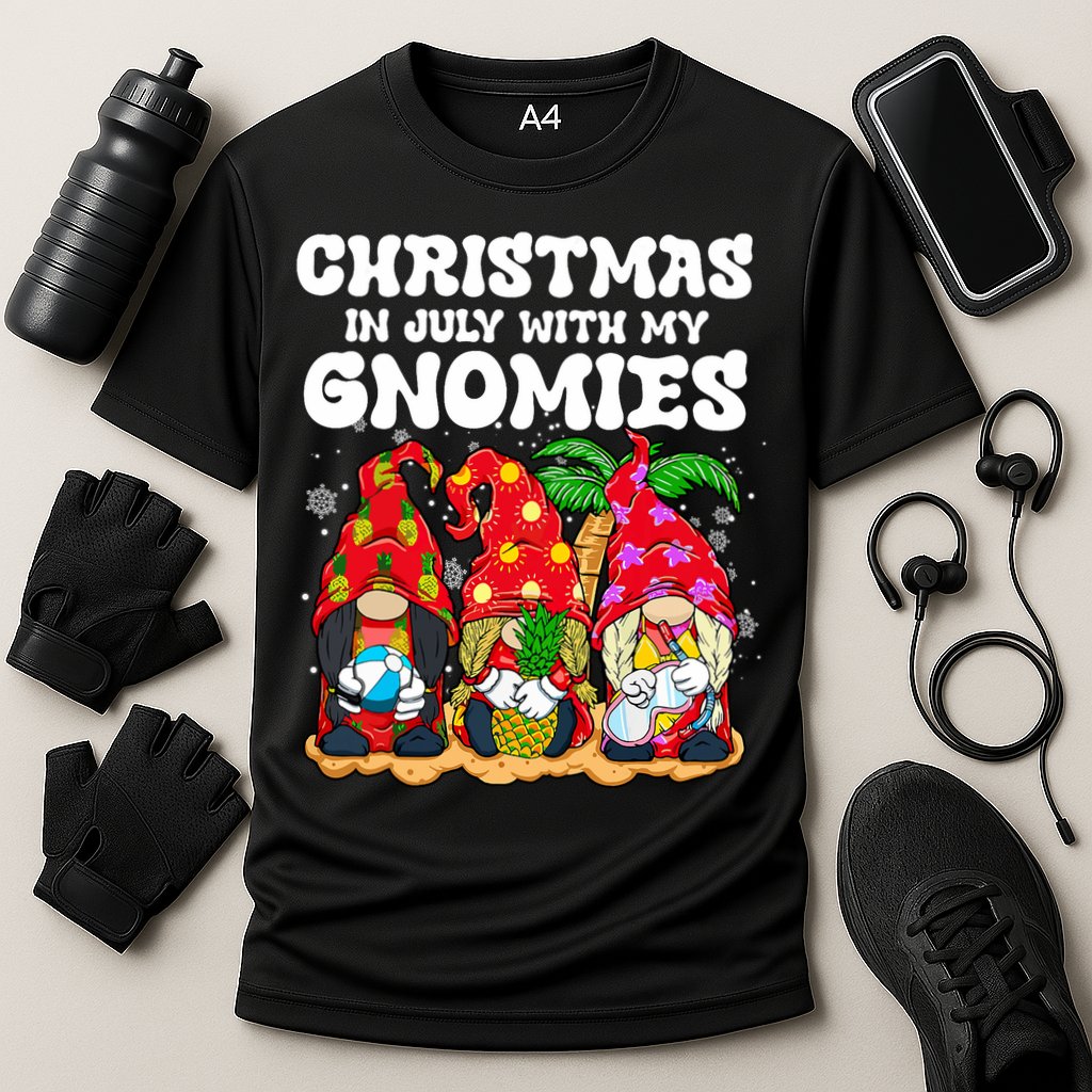 Summer Vacation Gnomes Lover Funny Christmas In July Cooling Performance Crew T-Shirt