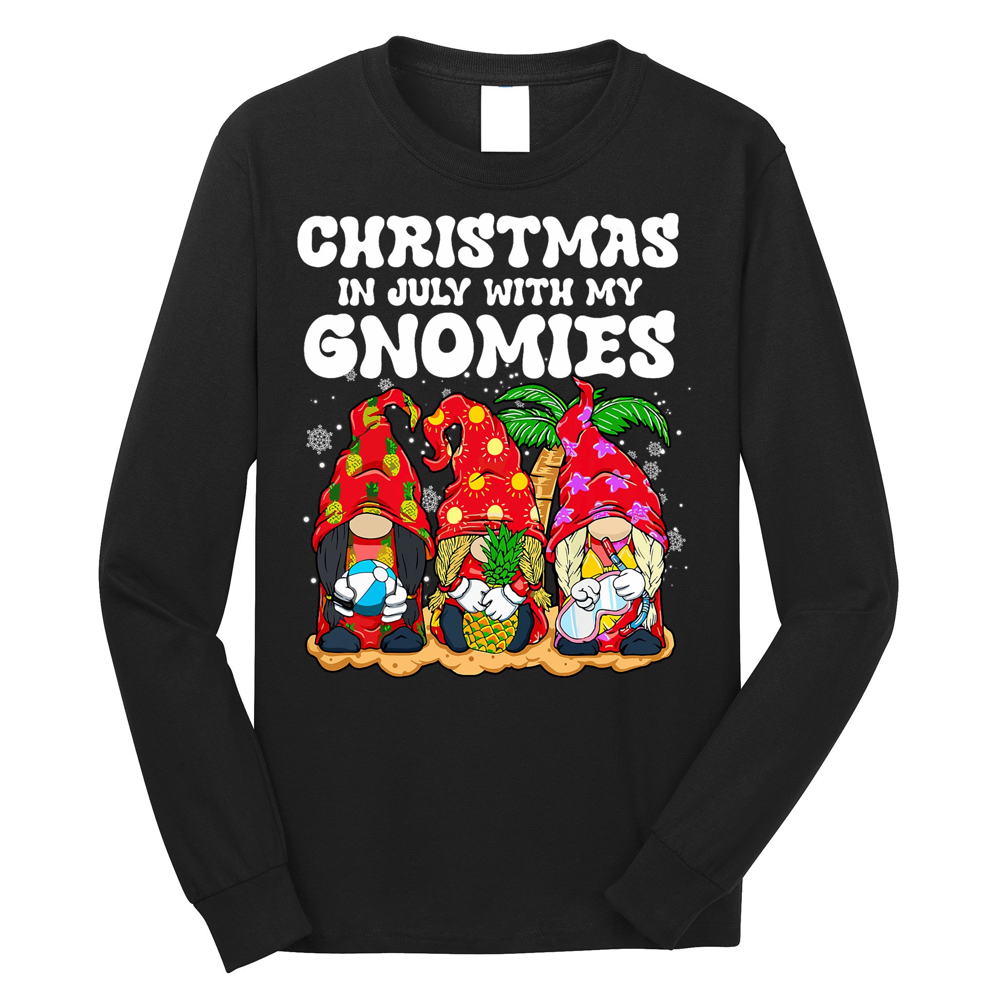 Summer Vacation Gnomes Lover Funny Christmas In July Long Sleeve Shirt