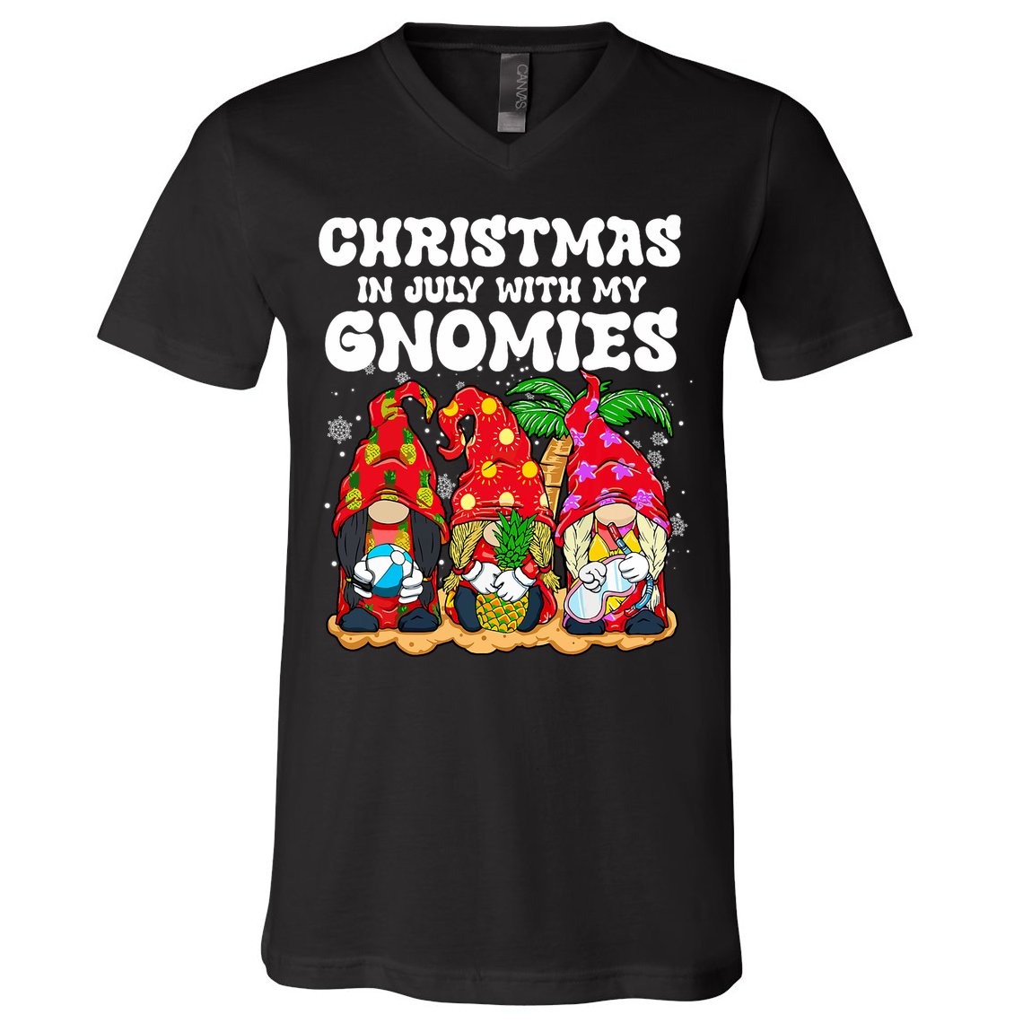 Summer Vacation Gnomes Lover Funny Christmas In July V-Neck T-Shirt