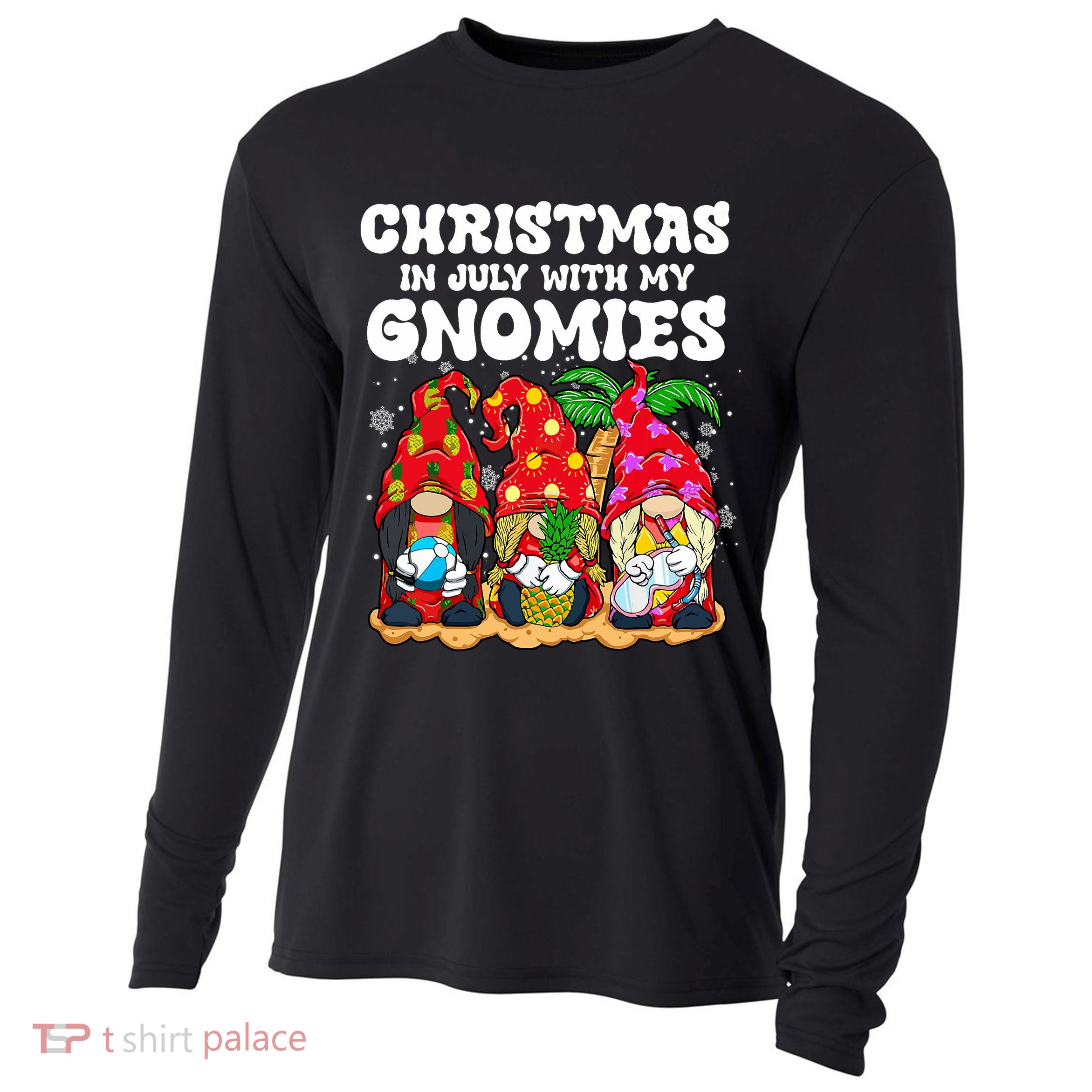 Summer Vacation Gnomes Lover Funny Christmas In July Cooling Performance Long Sleeve Crew