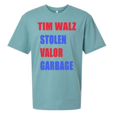 Stolen Valor Garbage Tim Walz Sueded Cloud Jersey T-Shirt