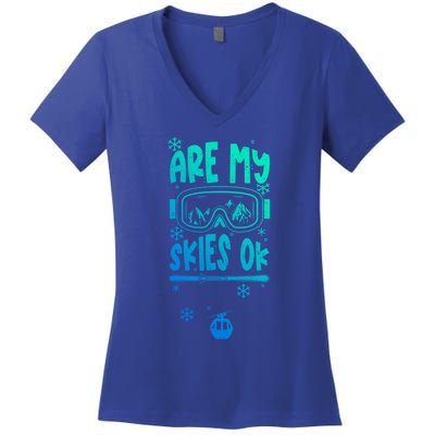 Ski Vacation Humor: Are My Skies Ok Apres Ski Gift Women's V-Neck T-Shirt