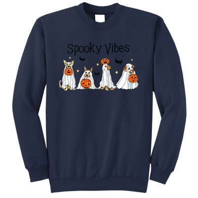 Spooky Vibes Halloween Ghost Dogs Lover Groovy Sweatshirt