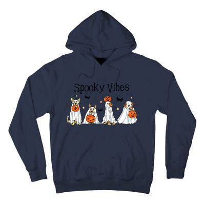 Spooky Vibes Halloween Ghost Dogs Lover Groovy Tall Hoodie