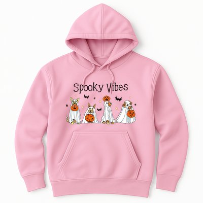 Spooky Vibes Halloween Ghost Dogs Lover Groovy Hoodie