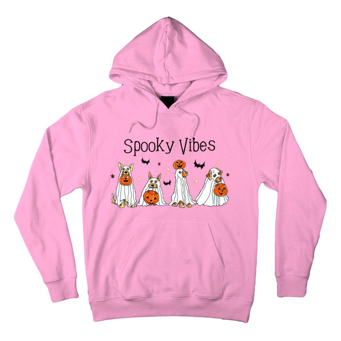 Spooky Vibes Halloween Ghost Dogs Lover Groovy Hoodie