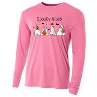 Spooky Vibes Halloween Ghost Dogs Lover Groovy Cooling Performance Long Sleeve Crew