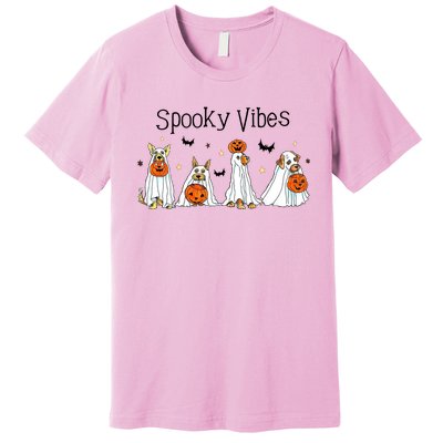 Spooky Vibes Halloween Ghost Dogs Lover Groovy Premium T-Shirt