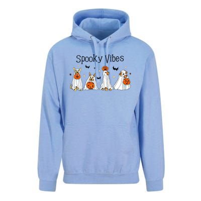 Spooky Vibes Halloween Ghost Dogs Lover Groovy Unisex Surf Hoodie