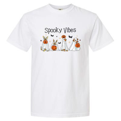 Spooky Vibes Halloween Ghost Dogs Lover Groovy Garment-Dyed Heavyweight T-Shirt