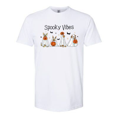 Spooky Vibes Halloween Ghost Dogs Lover Groovy Softstyle CVC T-Shirt