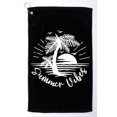 Summer Vibes Hello Summer Beach Vacay Summertime Palm Tree Funny Gift Platinum Collection Golf Towel