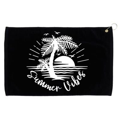 Summer Vibes Hello Summer Beach Vacay Summertime Palm Tree Funny Gift Grommeted Golf Towel