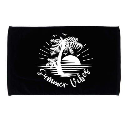 Summer Vibes Hello Summer Beach Vacay Summertime Palm Tree Funny Gift Microfiber Hand Towel