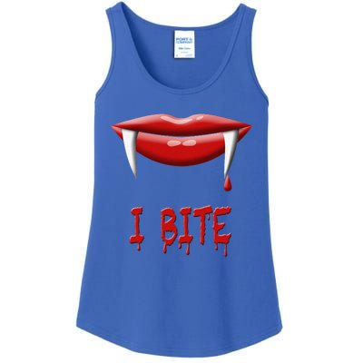 Sexy Vampire Halloween Costume I Bite Fangs Ladies Essential Tank