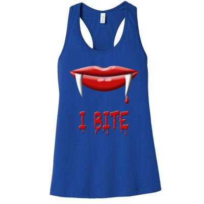 Sexy Vampire Halloween Costume I Bite Fangs Women's Racerback Tank