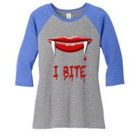 Sexy Vampire Halloween Costume I Bite Fangs Women's Tri-Blend 3/4-Sleeve Raglan Shirt