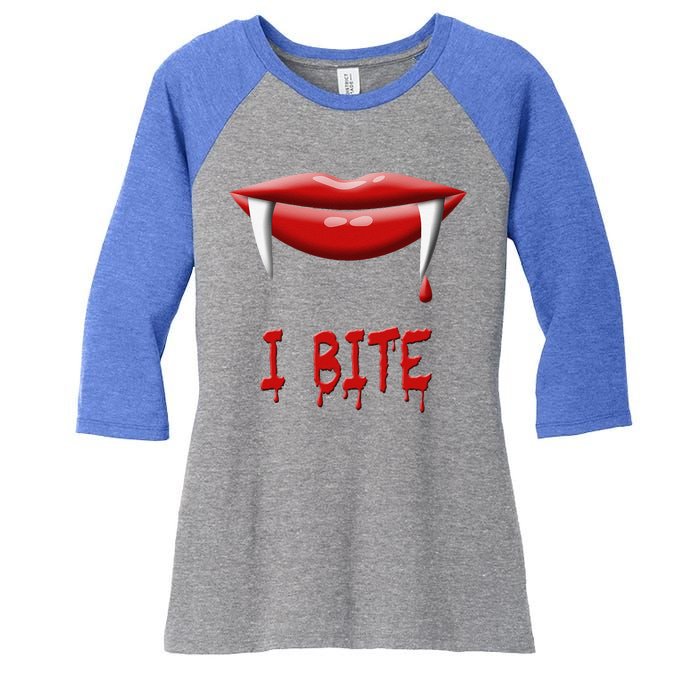 Sexy Vampire Halloween Costume I Bite Fangs Women's Tri-Blend 3/4-Sleeve Raglan Shirt