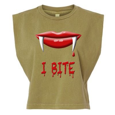 Sexy Vampire Halloween Costume I Bite Fangs Garment-Dyed Women's Muscle Tee