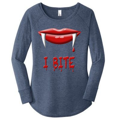 Sexy Vampire Halloween Costume I Bite Fangs Women's Perfect Tri Tunic Long Sleeve Shirt