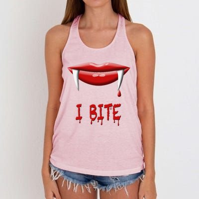 Sexy Vampire Halloween Costume I Bite Fangs Women's Knotted Racerback Tank