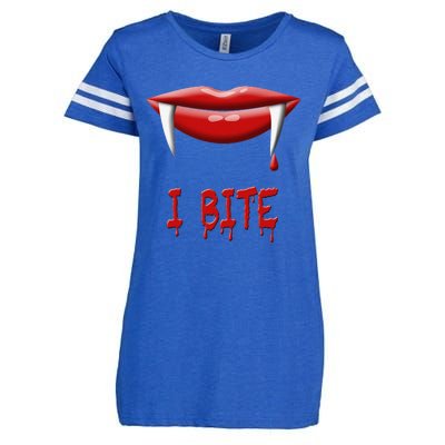 Sexy Vampire Halloween Costume I Bite Fangs Enza Ladies Jersey Football T-Shirt