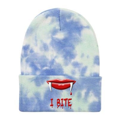 Sexy Vampire Halloween Costume I Bite Fangs Tie Dye 12in Knit Beanie