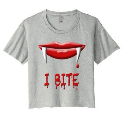 Sexy Vampire Halloween Costume I Bite Fangs Women's Crop Top Tee