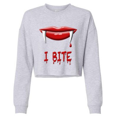 Sexy Vampire Halloween Costume I Bite Fangs Cropped Pullover Crew