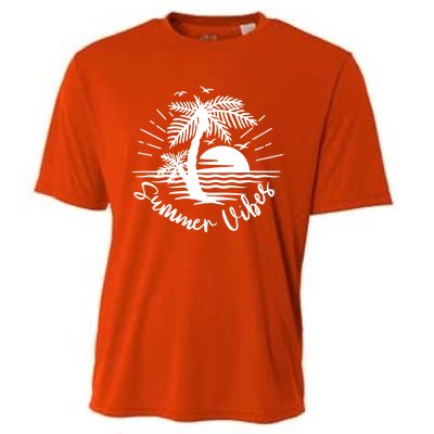 Summer Vibes Hello Summer Beach Vacay Summertime Palm Tree Gift Cooling Performance Crew T-Shirt