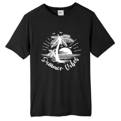 Summer Vibes Hello Summer Beach Vacay Summertime Palm Tree Gift Tall Fusion ChromaSoft Performance T-Shirt