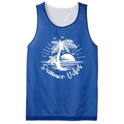 Summer Vibes Hello Summer Beach Vacay Summertime Palm Tree Gift Mesh Reversible Basketball Jersey Tank