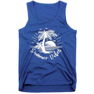 Summer Vibes Hello Summer Beach Vacay Summertime Palm Tree Gift Tank Top