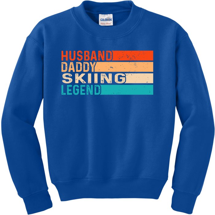 Skiing Vintage Husband Daddy Legend Retro Dad Gift Kids Sweatshirt