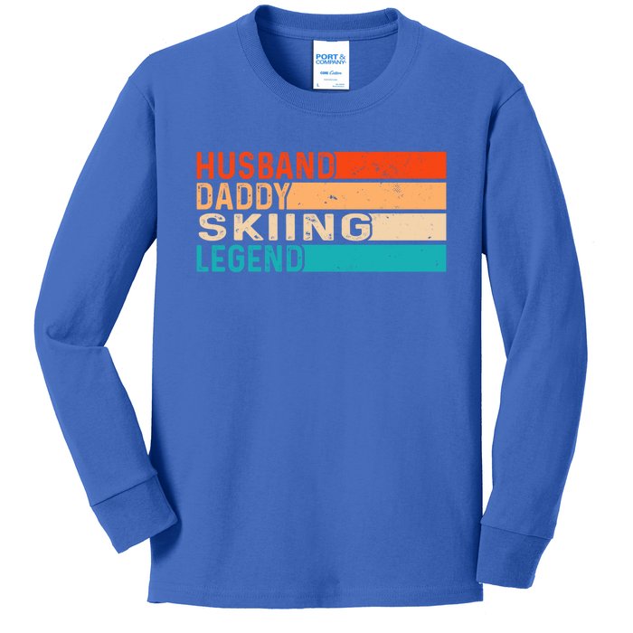 Skiing Vintage Husband Daddy Legend Retro Dad Gift Kids Long Sleeve Shirt