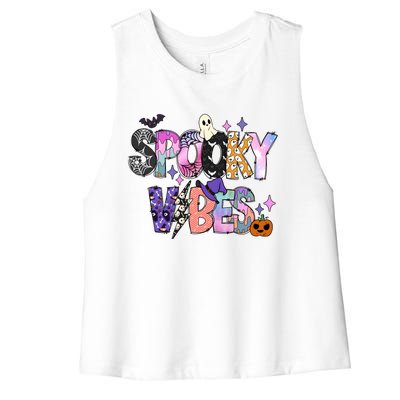 Spooky Vibes Halloween Women's Racerback Cropped Tank